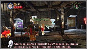 Butelka 1 - W pierwszej lokacji całkiem po prawej używamy silnego pirata (Wytatuowany Pirat) - Kraken - butelki | Skrzynia umarlaka | LEGO Piraci z Karaibów - LEGO Piraci z Karaibów - poradnik do gry