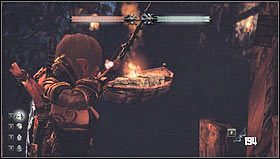 Wychodzimy z jaskini i po drewnianym mostku idziemy w lewo do bramy, koło której pali się kilka drewienek [1] - Rozdział 3- Puszcza Govad (sekcje 3.4-3.6) | Opis przejścia Hunted Kuźnia Demona - Hunted: Kuźnia Demona - poradnik do gry