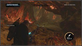 Przed budynkiem podłoże załamie się pod bohaterem i wpadniemy do ciemnego pomieszczenia - Wykopaliska | Opis przejścia Red Faction Armageddon - Red Faction: Armageddon - poradnik do gry