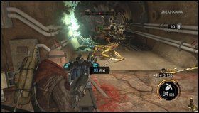 Wbiegamy po schodach [1] i przy wejściu do kolejnego korytarza korzystamy z działek, aby pozbyć się nadbiegających wrogów - Umocnienia Bastionu | Opis przejścia Red Faction Armageddon - Red Faction: Armageddon - poradnik do gry