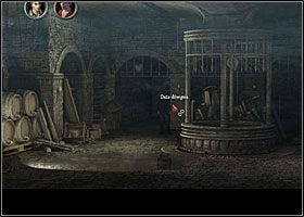 Weź końcówkę wychodzącego stamtąd przewodu i wetknij ją w metalową kratę przy studni (2xLPM) - Pompa w piwnicy | Rozdział 6 | Black Mirror III - Black Mirror III - poradnik do gry