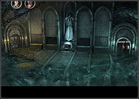 Skieruj się w prawo do widocznych pod arkadą kamiennych drzwi - Labirynt cieni | Rozdział 6 | Black Mirror III - Black Mirror III - poradnik do gry