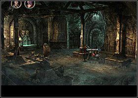 Przejdź do pracowni alchemicznej, gdzie rzuć okiem na usytuowaną centralnie mównicę z otwartą księgą (zdjęcie nr 8), obadaj także stół alchemiczny i stojak ze starymi mieczami - Black Mirror | Rozdział 6 | Black Mirror III - Black Mirror III - poradnik do gry