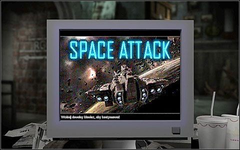 Atak kosmitów - gierkę można odblokować po znalezieniu na biurku Phila dyskietki z grą Space Attack, zainstalowaniu jej na jego komputerze i zagraniu w nią (po naciśnięciu dowolnego klawisza) - Minigry | Dodatki | Black Mirror III - Black Mirror III - poradnik do gry
