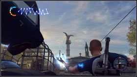 Kawałek dalej kobieta przeniesie się na statuę stojącą za mostem [1] - Latające samochody | New Marais | nieSławny inFamous 2 - nieSławny: inFamous 2 - poradnik do gry