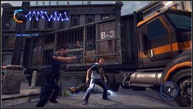 Po rozmowie z policjantem pobiegnij za nim po posiłki - Pozostałe zadania | New Marais | nieSławny inFamous 2 - nieSławny: inFamous 2 - poradnik do gry