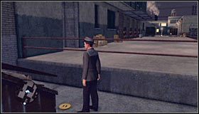 Pojedź nieznacznie w prawo, zatrzymując się przy dwóch kontenerach oraz balustradzie #1 - Hollywoodland (taśmy 35-50) | Eksploracja | Osiągnięcia w LA Noire - L.A. Noire - poradnik do gry