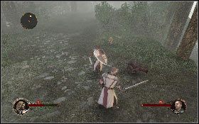 Po chwili dotrzesz do drewnianego mostu [1], po którym przejdź na drugą stronę - Misja 2 - Las Mgieł | Opis przejścia The First Templar - The First Templar - poradnik do gry