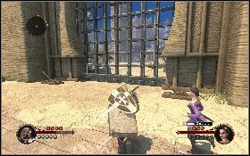 Po dotarciu do bramy będziesz musiał zamknąć ją przesuwając jednocześnie dwiema postaciami drewniane dźwignie [1] - Misja 7 - Aszkelon | Opis przejścia The First Templar - The First Templar - poradnik do gry