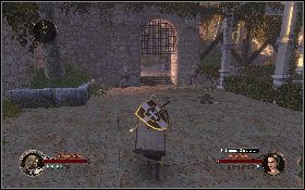 Z lewej strony między budynkami znajdziesz pochodnię oraz podpaloną misę - Misja 9 - Posiadłość Ibelinów | Opis przejścia The First Templar - The First Templar - poradnik do gry