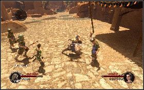 Teraz podejdź do dźwigni i przy jej pomocy otwórz bramę [1] - Misja 13 - Pustynna osada | Opis przejścia The First Templar - The First Templar - poradnik do gry