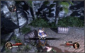 Następnie rozpraw się z wartownikami na dole i skieruj się do ciasnego przejścia z lewej [1] - Misja 14 - Pustynna osada | Opis przejścia The First Templar - The First Templar - poradnik do gry