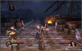 Wróć na brzeg i kontynuuj marsz w stronę przystani, eliminując po cichu kolejnych strażników [1] - Misja 14 - Pustynna osada | Opis przejścia The First Templar - The First Templar - poradnik do gry