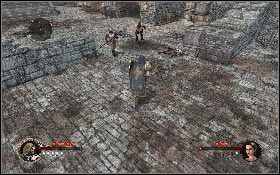 Następnie wbiegnij na górę po kamiennych schodach [1] i rozpraw się ze wszystkimi wrogami [2], których tu spotkasz - Misja 18 - Dziedziniec zamkowy (1) | Opis przejścia The First Templar - The First Templar - poradnik do gry