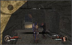 Przesuń dźwignię w ścianie [1] i porozmawiaj z uratowanym sługą [2] - Misja 19 - Zamek Montsegur | Opis przejścia The First Templar - The First Templar - poradnik do gry