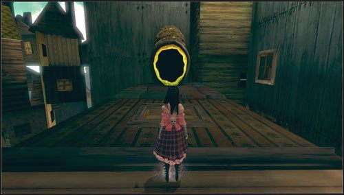 1 - Frogs Way - po przejściu przez poziome drzwi w dół, za oknem - Rozdział 5 - Dollhouse | Radula Rooms | Alice Madness Returns - Alice: Madness Returns - poradnik do gry