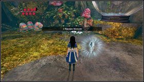 Przeskakujemy na drugą stronę po platformach - tam czekają nas dwie sztuki Insidious Ruin - Slug with a shell | Rozdział 1 - Hatters Domain | Alice Madness Returns - Alice: Madness Returns - poradnik do gry