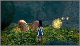 Schodzimy na dół - po prawej stronie małego jeziorka jest ukryta mysia dziurka - Slug with a shell | Rozdział 1 - Hatters Domain | Alice Madness Returns - Alice: Madness Returns - poradnik do gry