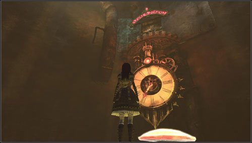 Niszczymy skrzynki znajdujące się po drugiej stronie i za pomocą trampoliny wskakujemy na górę - Always Elevenses | Rozdział 1 - Hatters Domain | Alice Madness Returns - Alice: Madness Returns - poradnik do gry