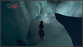 Stojąc na platformach kurczymy się i wskakujemy na odkrytą, fioletową tratwę, która przewiezie nas do niedostępnego miejsca - Sliding toward Oblivion | Rozdział 2 - Deluded Depths | Alice Madness Returns - Alice: Madness Returns - poradnik do gry