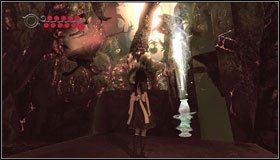 Zeskakujemy na platformę pokrytą lawą i likwidujemy kilku słabych przeciwników - Vale of Doom (1) | Rozdział 3 - Oriental Grove | Alice Madness Returns - Alice: Madness Returns - poradnik do gry