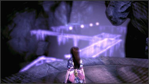 Schodzimy w dół i przeskakujemy na platformę z dwoma beczułkami - Scroll of Happy Times (2) | Rozdział 3 - Oriental Grove | Alice Madness Returns - Alice: Madness Returns - poradnik do gry