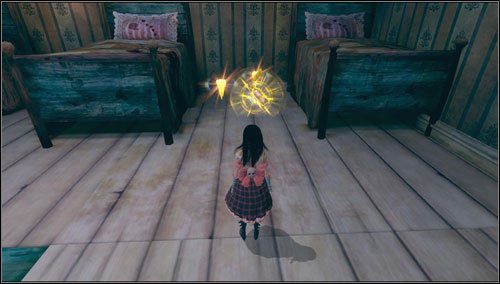 Przechodzimy po niewidzialnych platformach do kolejnego domu, w którym znajdziemy butelkę - Fort Resistance | Rozdział 5 - Dollhouse | Alice Madness Returns - Alice: Madness Returns - poradnik do gry