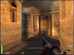 Sekret 1 - W pomieszczeniu z czterema trumnami znajdziemy kamienny blok wystający z ściany - Mission 2: Part 2 | Solucja Return to Castle Wolfenstein - Return to Castle Wolfenstein - poradnik do gry