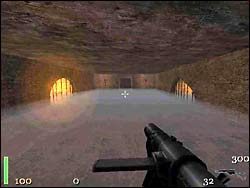 Znajdujemy się w dużym pomieszczeniu z kolumnami i słupem na środku - Mission 2: Part 3 | Solucja Return to Castle Wolfenstein - Return to Castle Wolfenstein - poradnik do gry