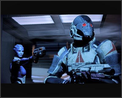 Z filmiku dowiesz się, że Tela Vasir to zdrajca, ale bohater będzie tego początkowo nieświadomy - (6) Odnalezienie Liary - Kryjówka Handlarza Cieni - Mass Effect 2: Lair of the Shadow Broker - poradnik do gry