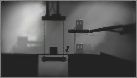 Znajdziemy się przy windzie sterowanej za pomocą dwóch budek oznaczonych strzałkami [1] - Rozdział 23 | Opis przejścia Limbo - Limbo - poradnik do gry