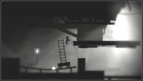 Czekamy z jej przestawieniem do momentu, w którym wózek z drabinką minie środek szyny poruszając się w naszą stronę [1] - Rozdział 30 | Opis przejścia Limbo - Limbo - poradnik do gry