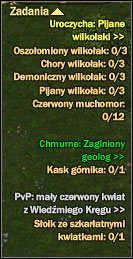 Zawsze gdy otrzymujesz nowe zadanie trafia ono na tę podręczną, rozwijaną listę pod minimapą - Omówienie podstawowych elementów | Podstawowe informacje | Fragoria - Fragoria - pierwsze kroki - poradnik do gry 