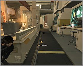 Jeżeli planujesz ominąć przeciwników, to po wejściu do pomieszczenia szybko przemieść się w prawo #1 - (2) Odparcie ataku na placówkę | Deus Ex Bunt Ludzkości - Deus Ex: Bunt Ludzkości - Directors Cut - poradnik do gry