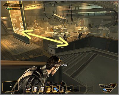 W pomieszczeniu pierwszego laboratorium montażu przebywa czterech przeciwników - (5) Wariant pokojowy - Zabezpieczenie pierwszego laboratorium montażu - Deus Ex: Bunt Ludzkości - Directors Cut - poradnik do gry