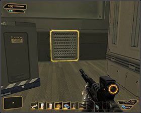 Zakładnicy przetrzymywani są w pomieszczeniu na piętrze, ale ZDECYDOWANIE odradzam korzystać ze schodów, gdyż próba przejścia przez drzwi zaowocuje przedwczesnym uzbrojeniem bomby i rozpoczęciem odliczenia - (6) Uratowanie zakładników | Deus Ex Bunt Ludzkości - Deus Ex: Bunt Ludzkości - Directors Cut - poradnik do gry