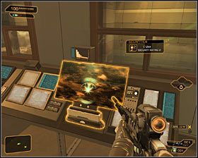 Jeżeli wybrałeś zachodnie przejście, to jedynym utrudnieniem będzie kamera ochrony i natrafisz na nią tuż po skorzystaniu ze schodów #1 - (5) Dotarcie do drugiej windy | Deus Ex Bunt Ludzkości - Deus Ex: Bunt Ludzkości - Directors Cut - poradnik do gry