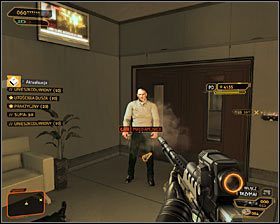 Jeżeli wybrałeś wschodnie przejście, to w pierwszym pomieszczeniu, do którego wejdziesz zostaniesz zatrzymany przez dwóch przedstawicieli FAZK #1 - (5) Dotarcie do drugiej windy | Deus Ex Bunt Ludzkości - Deus Ex: Bunt Ludzkości - Directors Cut - poradnik do gry