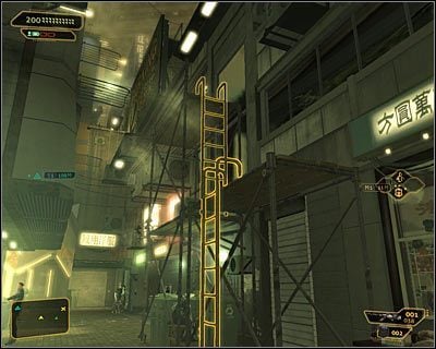 Ostatni czwarty wariant zakłada dotarcie do nieużywanego szybu windy - (3) Wariant pokojowy - Wejście do budynku Hengsha Court Gardens - Deus Ex: Bunt Ludzkości - Directors Cut - poradnik do gry