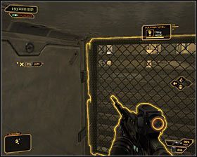 Jeżeli dysponujesz rozwiniętymi zdolnościami hackerskimi, to możesz podjąć próbę dotarcia do terminalu wyłączającego systemy bezpieczeństwa - (4) Wariant pokojowy - Dotarcie do kolejki linowej | Deus Ex Bunt Ludzkości - Deus Ex: Bunt Ludzkości - Directors Cut - poradnik do gry