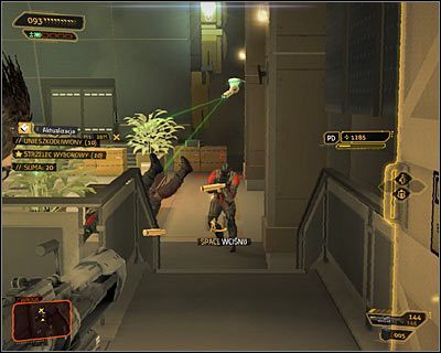 Śmiało ruszaj w stronę pomieszczenia, w którym znajduje się przycisk wzywania kolejki linowej - (4) Wariant agresywny - Dotarcie do kolejki linowej | Deus Ex Bunt Ludzkości - Deus Ex: Bunt Ludzkości - Directors Cut - poradnik do gry