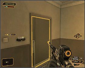 Zachowaj ostrożność, bo po dotarciu na poziom 3 zauważysz dwóch rozmawiających ze sobą bandziorów #1 - (6) Przedostanie się do apartamentu Sandovala | Deus Ex Bunt Ludzkości - Deus Ex: Bunt Ludzkości - Directors Cut - poradnik do gry