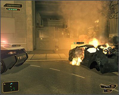 Do skrytki możesz też dotrzeć od strony posterunku policji - Zapomniane znajomości | Deus Ex Bunt Ludzkości - Deus Ex: Bunt Ludzkości - Directors Cut - poradnik do gry
