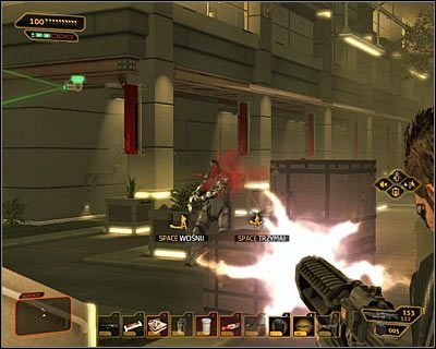 Po udanej akcji skieruj się w stronę głównego, północno-zachodniego placu - (1) Wariant agresywny - Dotarcie do głównego placu | Deus Ex Bunt Ludzkości - Deus Ex: Bunt Ludzkości - Directors Cut - poradnik do gry