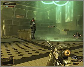 Przejdź teraz do pomieszczenia audytorium, które powinno być patrolowane przez dwóch wartowników - (3) Wariant pokojowy - Odnalezienie Declana Faherty | Deus Ex Bunt Ludzkości - Deus Ex: Bunt Ludzkości - Directors Cut - poradnik do gry