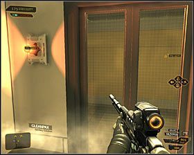 Przejdź przez recepcję, wybierając jedyny możliwy korytarz #1 - (4) Wariant agresywny - Odnalezienie Nii Colvin | Deus Ex Bunt Ludzkości - Deus Ex: Bunt Ludzkości - Directors Cut - poradnik do gry