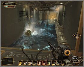 Jeżeli nie możesz lub nie chcesz skorzystać z górnego przejścia, to pozostanie Ci przeprawa przez dolne korytarze - (1) Przedostanie się do wnętrza stacji | Deus Ex Bunt Ludzkości - Deus Ex: Bunt Ludzkości - Directors Cut - poradnik do gry