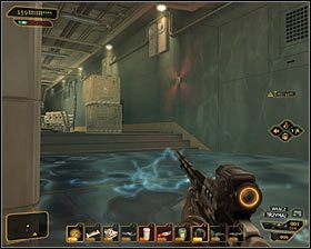 Jeżeli masz ulepszenie Tarcza EMP i nie chcesz dokładniej badać tej okolicy, to zignoruj szyb, w którym znajdowała się mina i kontynuuj przeprawę na wschód #1 - (1) Przedostanie się do wnętrza stacji | Deus Ex Bunt Ludzkości - Deus Ex: Bunt Ludzkości - Directors Cut - poradnik do gry