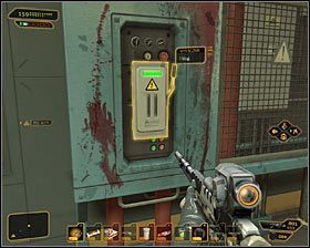 Po kilku chwilach powinieneś dotrzeć do miejsca, w którym można wyskoczyć z szybu #1 - (1) Przedostanie się do wnętrza stacji | Deus Ex Bunt Ludzkości - Deus Ex: Bunt Ludzkości - Directors Cut - poradnik do gry