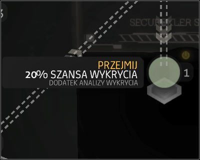 Opis działania i uwagi: Praktycznie bezużyteczne ulepszenie, które po rozpoczęciu mini-gry hackerskiej umożliwia wyświetlanie procentowych informacji o szansach wykrycia przez wrogą sieć (powyższy screen) - Omówienie ulepszeń | Deus Ex Bunt Ludzkości - Deus Ex: Bunt Ludzkości - Directors Cut - poradnik do gry